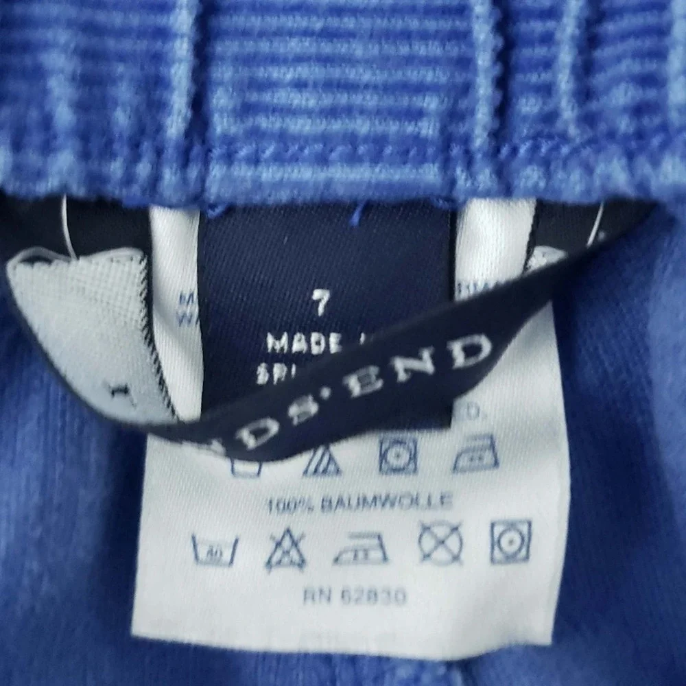 Lands' End Corduroy Ice Skate Embroidered Pants 7 Blue White Girls Winter Pant